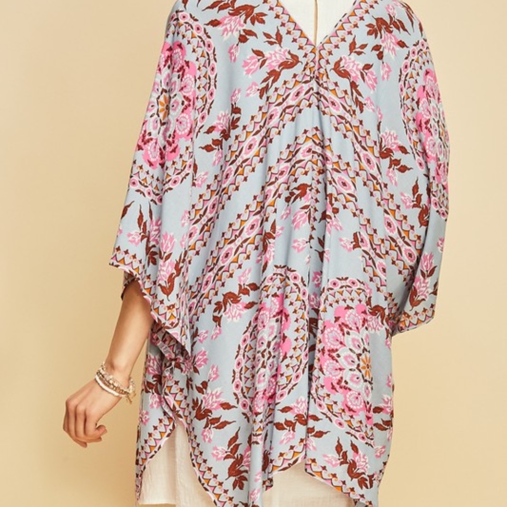 NWT Boho Floral Print Kimono - Picture 4 of 6